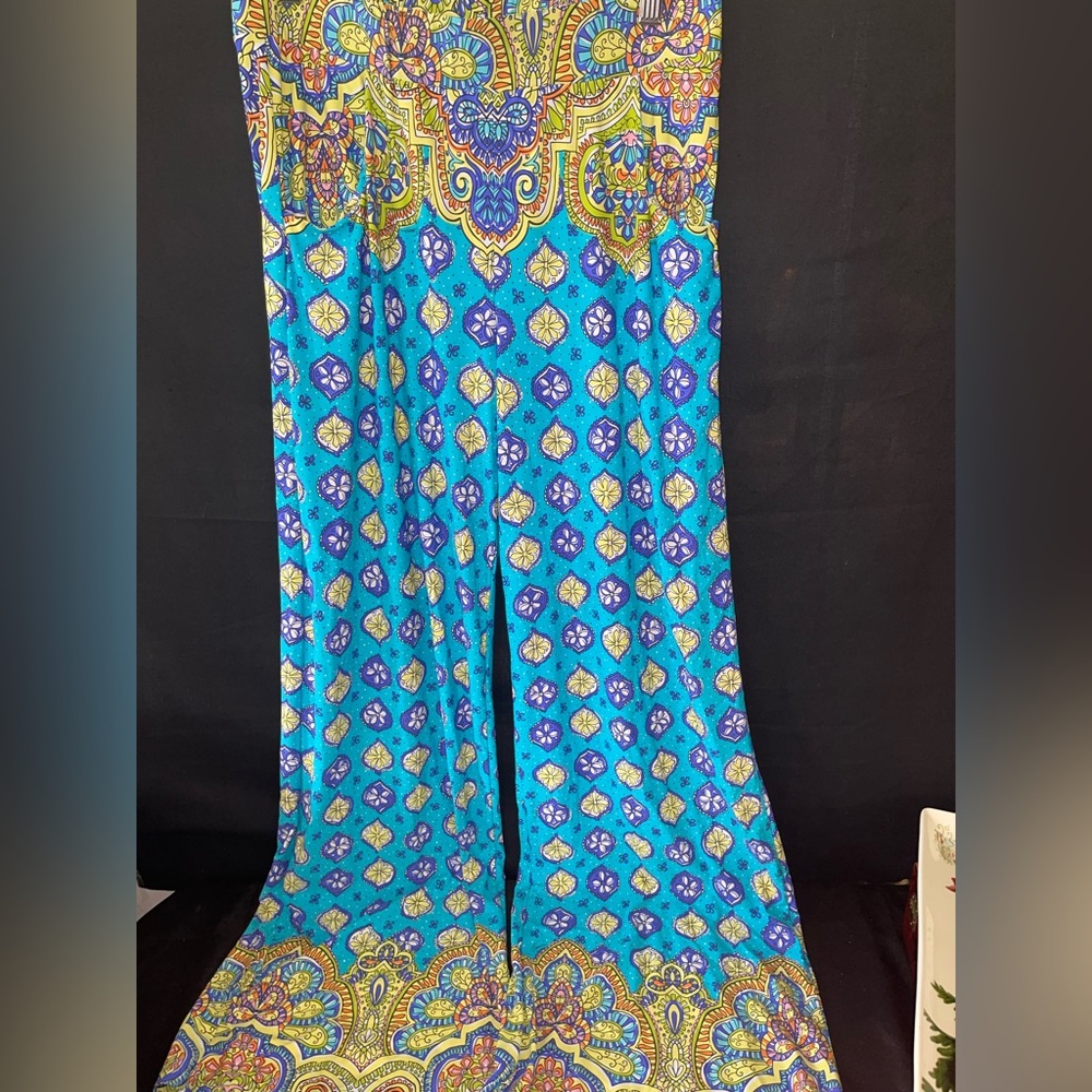 Trina Turk Corsica Harem Multi Color Boho Geometric Print Palazzo Pants.
